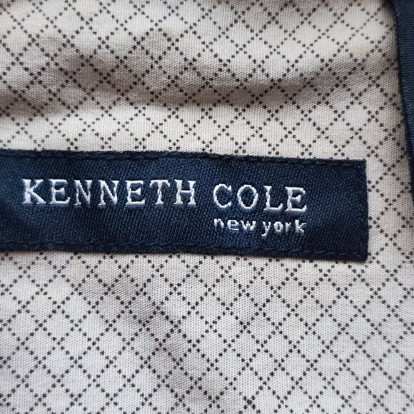 Kenneth Cole short sleeve button down casual shirt grey checkered men's size M - Picture 5 of 7